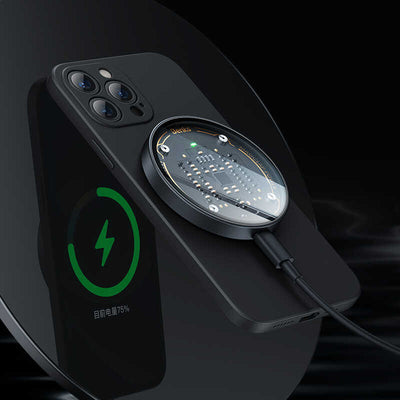 Benks W09 Şeffaf Görünümlü Magsafe Wireless Şarj Aleti Siyah