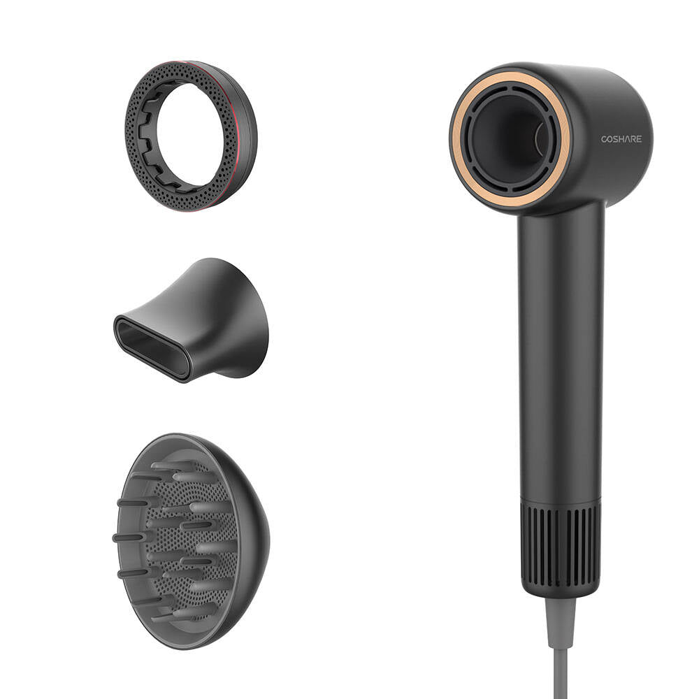 Coshare HD10E SuperFlow1 İyon Teknolojili Isı Dereceli Led Işıklı Saç Kurutma Fön Makinesi Siyah