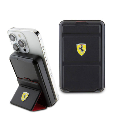 Ferrari 973WP Orjinal Lisanslı Magsafe Şarj Özellikli Standlı Metal Logolu Powerbank 10.000mAh Siyah