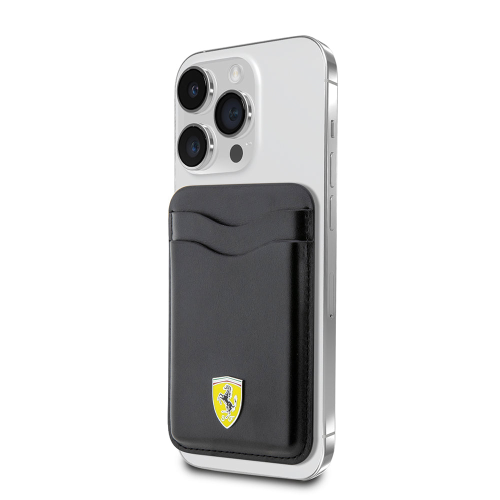 Ferrari Orjinal Lisanslı Magnetik Metal Logolu PU Deri Kartlık Kırmızı