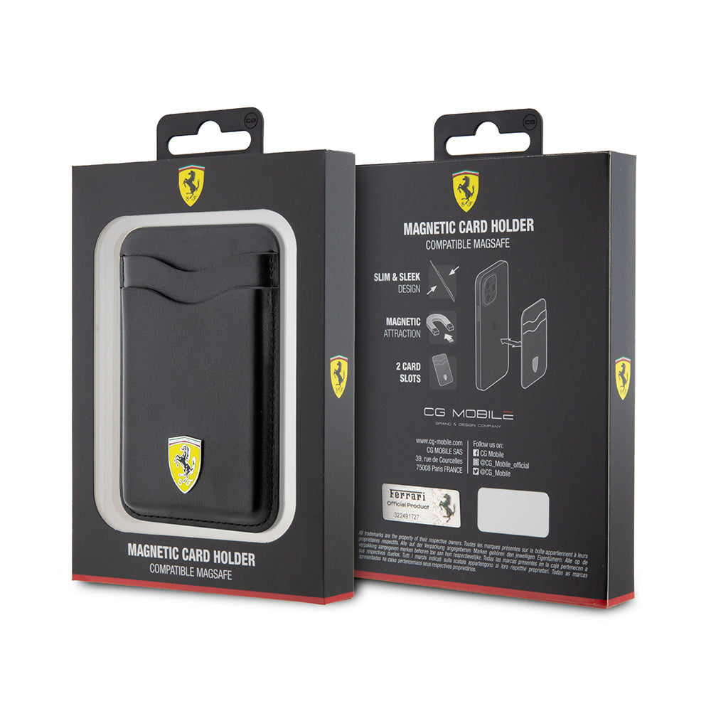 Ferrari Orjinal Lisanslı Magnetik Metal Logolu PU Deri Kartlık Kırmızı