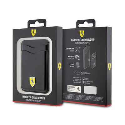 Ferrari Orjinal Lisanslı Magnetik Metal Logolu PU Deri Kartlık Kırmızı