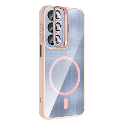 Galaxy A16 Kılıf Standlı ve Kamera Lens Hediyeli M-Safe Şarj Özellikli Zore Etro Kapak Gri