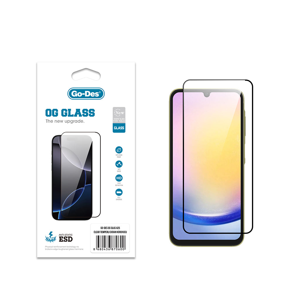 Galaxy A25 Go Des OG Glass Antistatik Temperli Cam Ekran Koruyucu