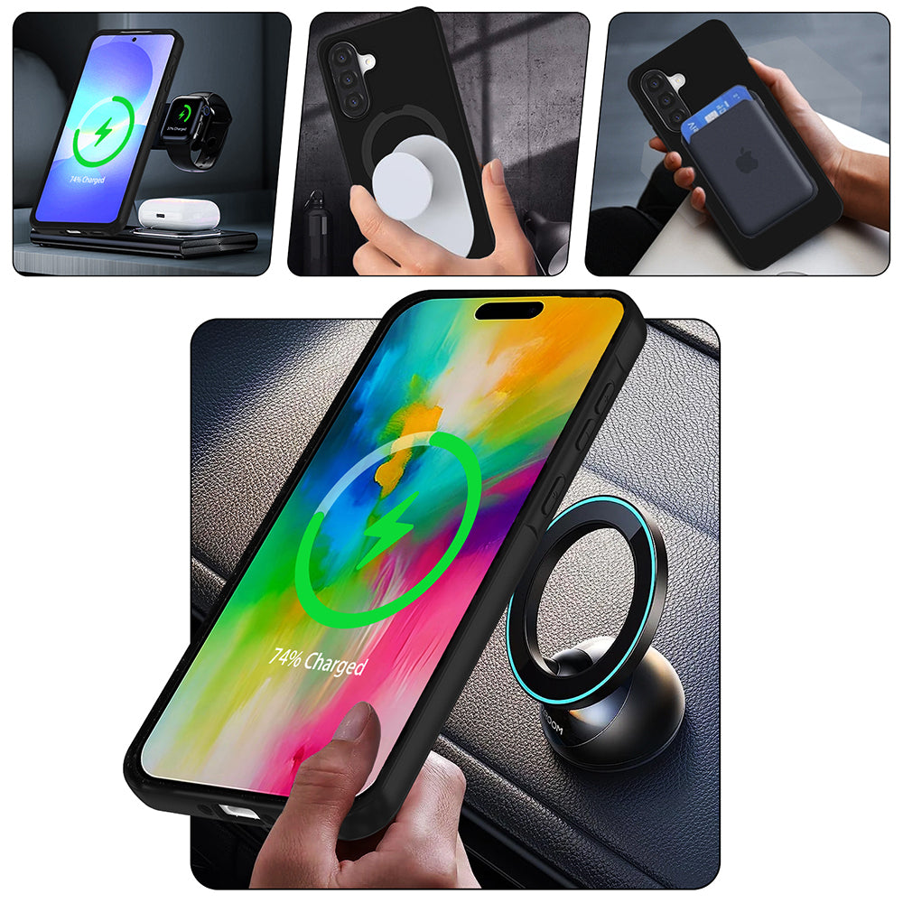 Galaxy A56 Kılıf M-safe Şarj Özellikli Standlı Zore Samara Kapak Titanyum-Gri