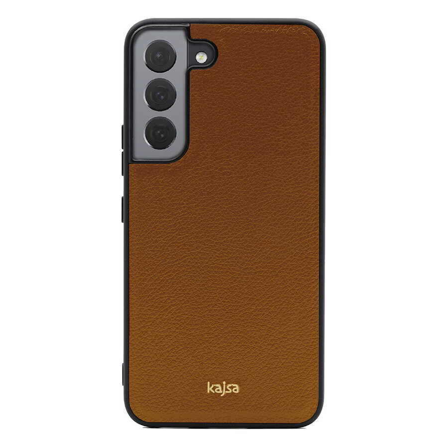 Galaxy S22 Kılıf Kajsa Luxe Collection Hakiki Deri Kapak Gri