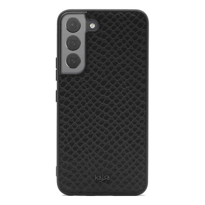 Galaxy S22 Kılıf Kajsa Pearl Pattern Hakiki Deri Kapak Yeşil