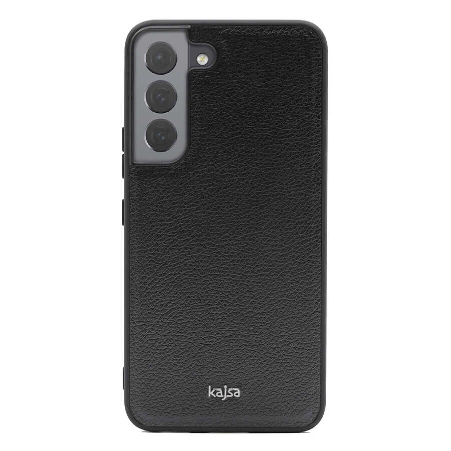 Galaxy S22 Plus Kılıf Kajsa Luxe Collection Hakiki Deri Kapak Siyah