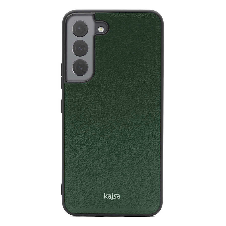 Galaxy S22 Plus Kılıf Kajsa Luxe Collection Hakiki Deri Kapak Yeşil