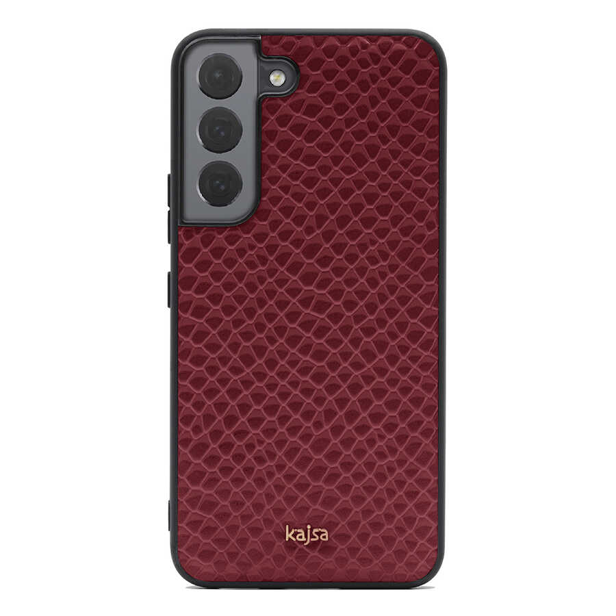 Galaxy S22 Plus Kılıf Kajsa Pearl Pattern Hakiki Deri Kapak Mürdüm