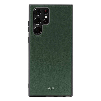 Galaxy S22 Ultra Kılıf Kajsa Luxe Collection Hakiki Deri Kapak Yeşil