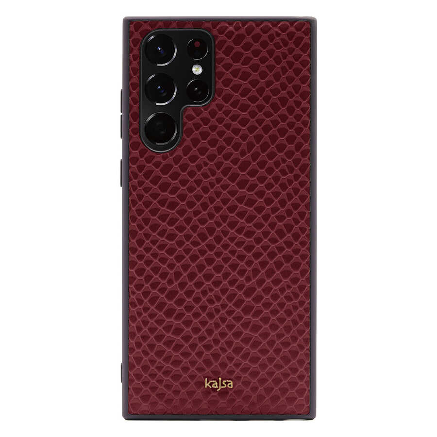 Galaxy S22 Ultra Kılıf Kajsa Pearl Pattern Hakiki Deri Kapak Mavi