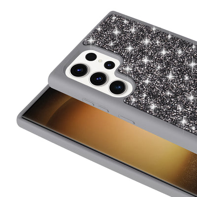Galaxy S22 Ultra Kılıf Parlak Taşlı Tasarım Zore Pırlanta Kapak Gri