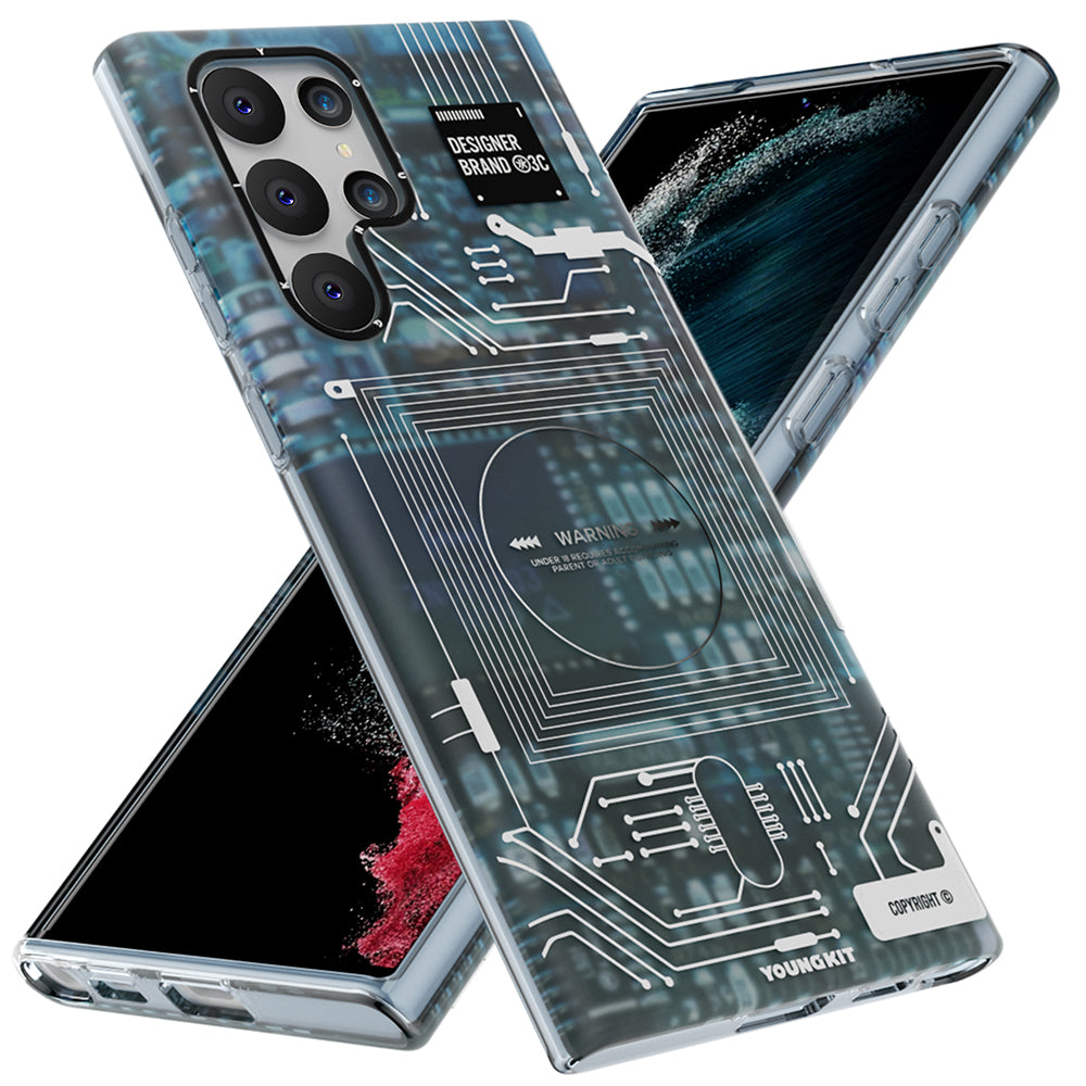 Galaxy S22 Ultra Kılıf YoungKit Technology Serisi Kapak Beyaz