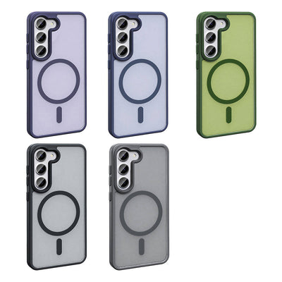 Galaxy S23 Kılıf M-safe Şarj Özellikli Mat Arka Yüzey Zore Sio Kapak Koyu Mor