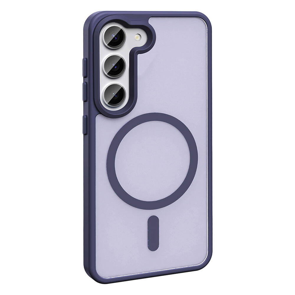 Galaxy S23 Kılıf M-safe Şarj Özellikli Mat Arka Yüzey Zore Sio Kapak Koyu Mor