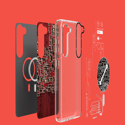 Galaxy S23 Kılıf Magsafe Şarj Özellikli YoungKit Technology Serisi Kapak Kırmızı