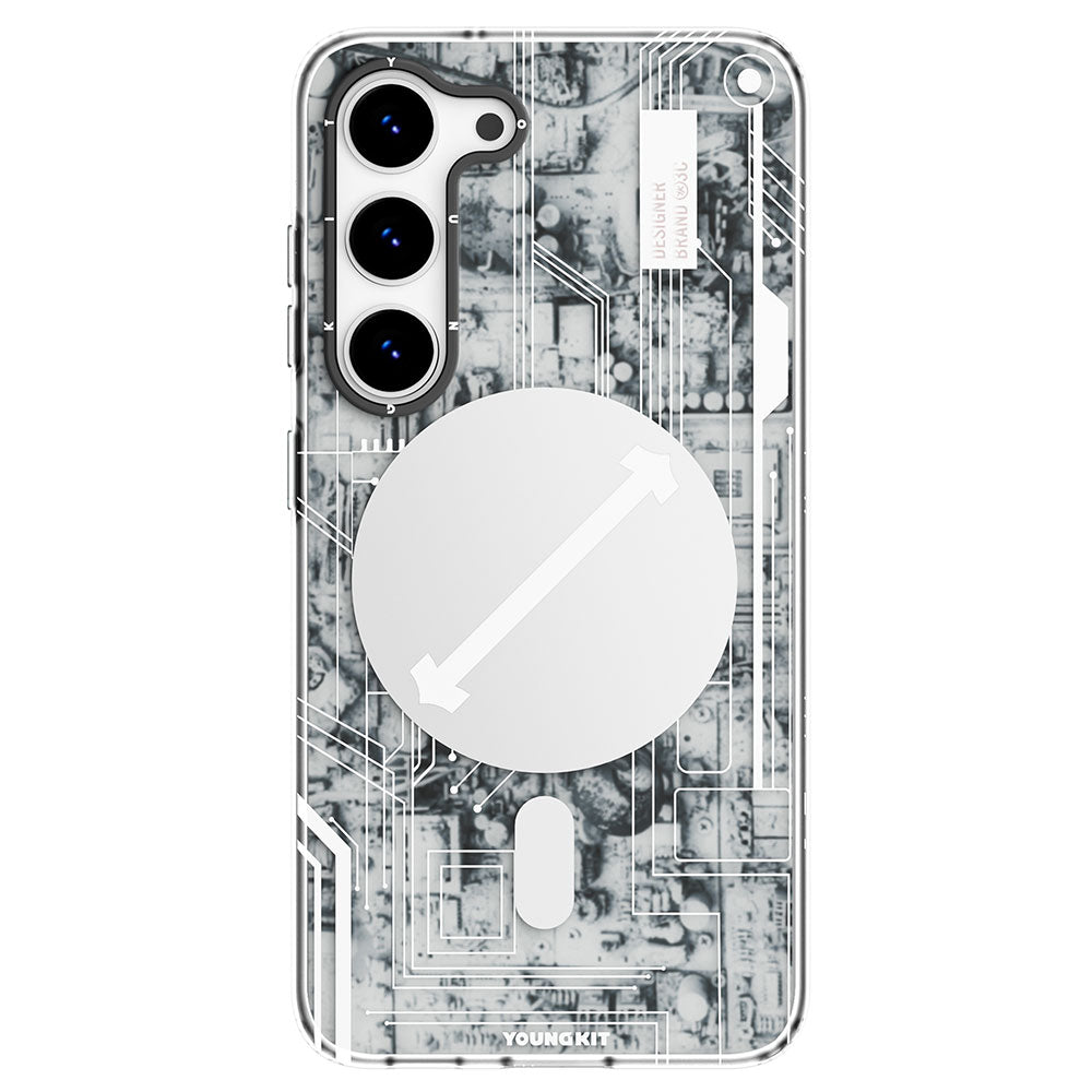 Galaxy S23 Kılıf Magsafe Şarj Özellikli YoungKit Technology Serisi Kapak Beyaz