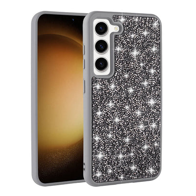 Galaxy S23 Kılıf Parlak Taşlı Tasarım Zore Pırlanta Kapak Gri