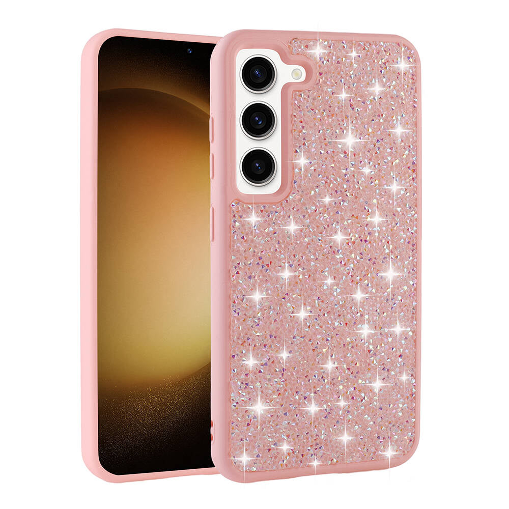 Galaxy S23 Kılıf Parlak Taşlı Tasarım Zore Pırlanta Kapak Pembe