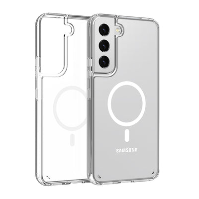 Galaxy S23 Plus Kılıf M-safe Şarj Özellikli Şeffaf Sert PC Zore Embos Kapak Renksiz