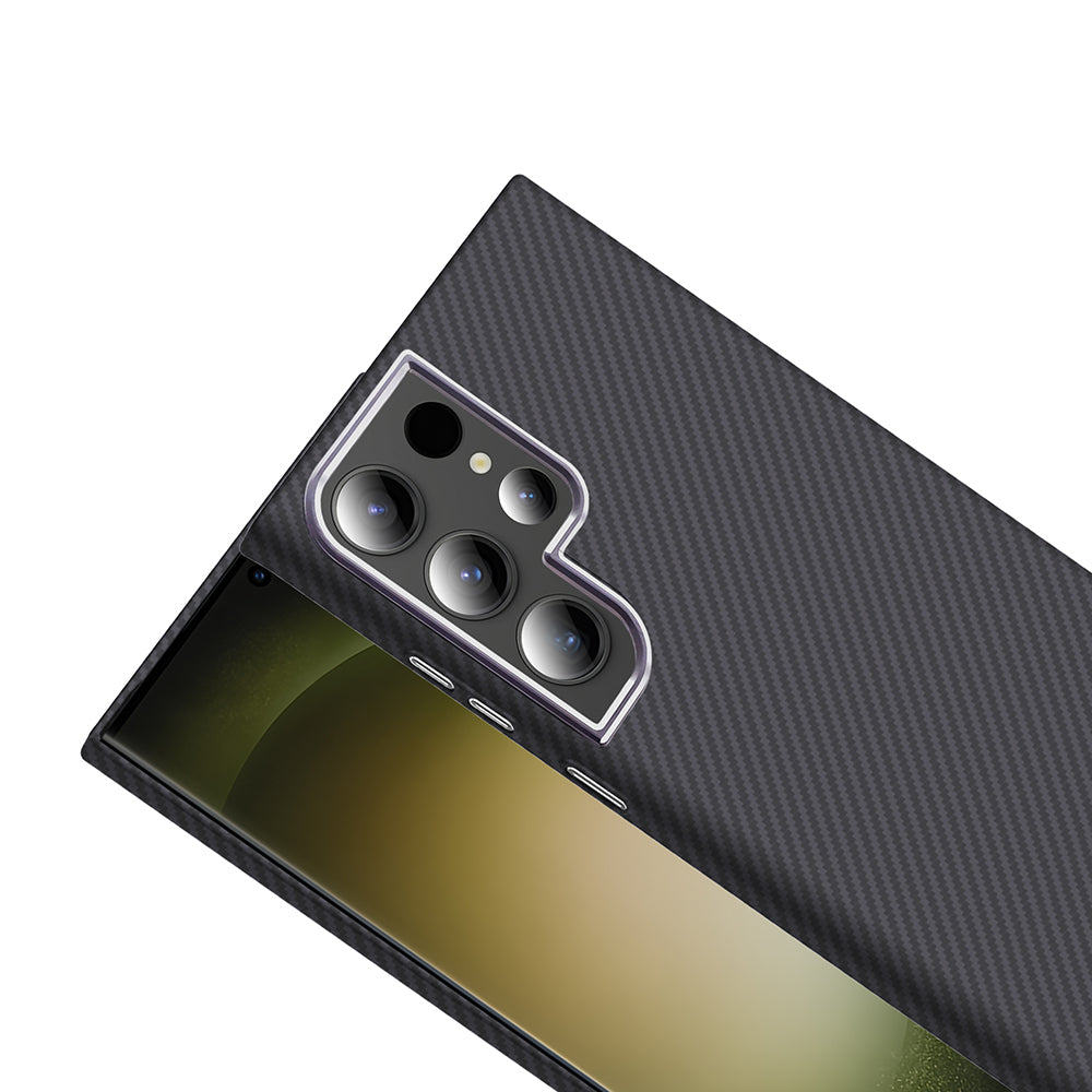 Galaxy S23 Ultra Kılıf M-safe Şarj Özellikli Karbon Fiber Görünümlü Zore Gros Kapak Lacivert