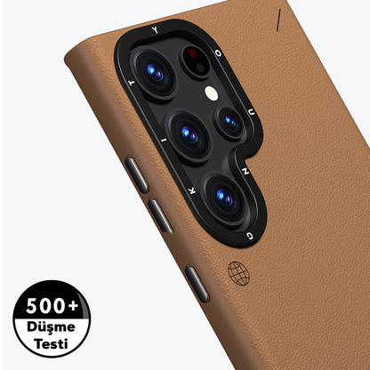 Galaxy S23 Ultra Kılıf M-safe Şarj Özellikli Basit Mat Deri Desenli Youngkit Tech Fashion Serisi Kılıf