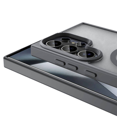 Galaxy S23 Ultra Kılıf M-safe Şarj Özellikli Mat Arka Yüzey Zore Sio Kapak Lacivert