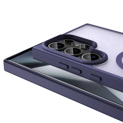 Galaxy S23 Ultra Kılıf M-safe Şarj Özellikli Mat Arka Yüzey Zore Sio Kapak Koyu Mor