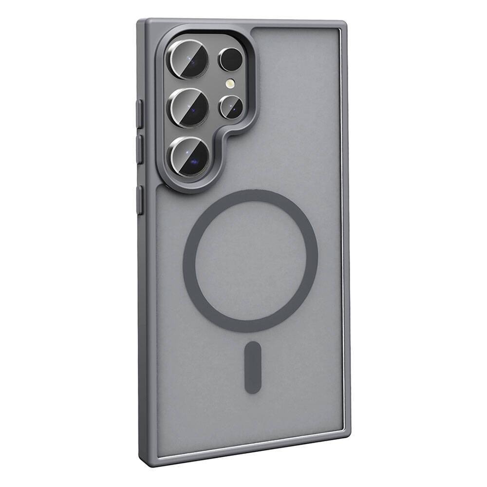 Galaxy S23 Ultra Kılıf M-safe Şarj Özellikli Mat Arka Yüzey Zore Sio Kapak Siyah