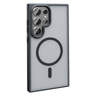 Galaxy S23 Ultra Kılıf M-safe Şarj Özellikli Mat Arka Yüzey Zore Sio Kapak Koyu Mor