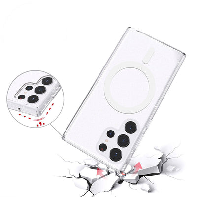 Galaxy S23 Ultra Kılıf M-safe Şarj Özellikli Parlayan Simli Saydam Renkli Zore Allstar Kılıf