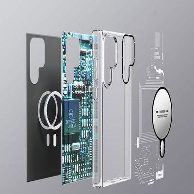 Galaxy S23 Ultra Kılıf Magsafe Şarj Özellikli YoungKit Technology Serisi Kapak Beyaz
