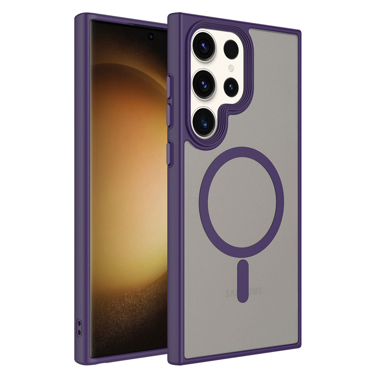 Galaxy S23 Ultra Kılıf Mat Arka Yüzey Wireless Şarj Özellikli Zore Flet M-safe Kılıf