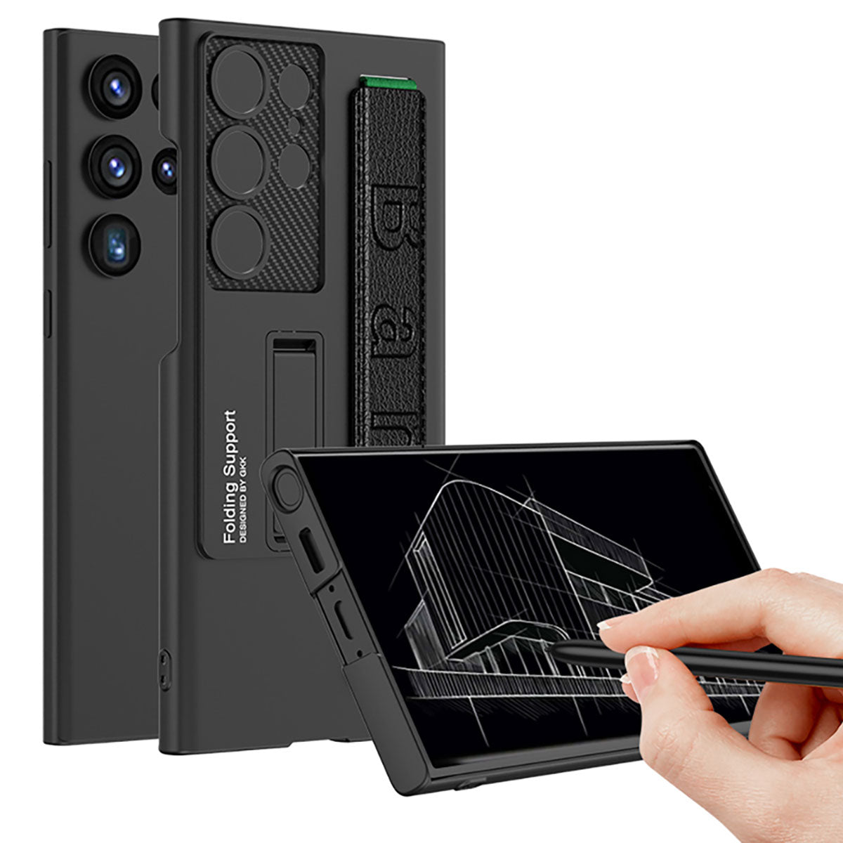 Galaxy S23 Ultra Kılıf Standlı El Tutacaklı Zore Band Kılıf