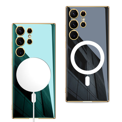 Galaxy S23 Ultra Kılıf Wireless Şarj Özellikli Kenarları Elektroplating Kaplama Aynalı Zore Kent Kılıf