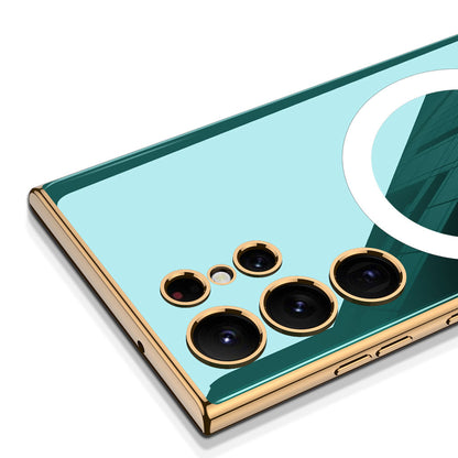 Galaxy S23 Ultra Kılıf Wireless Şarj Özellikli Kenarları Elektroplating Kaplama Aynalı Zore Kent Kılıf