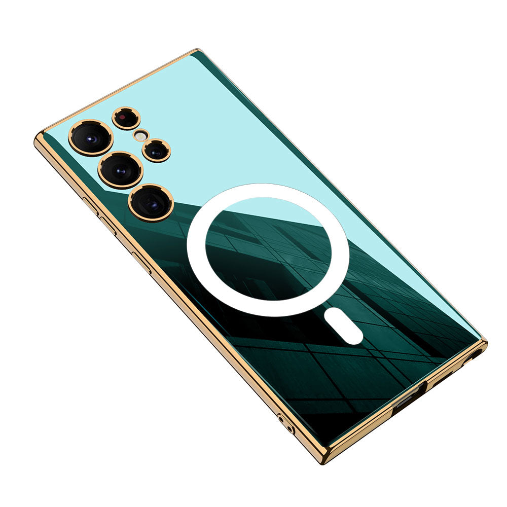 Galaxy S23 Ultra Kılıf Wireless Şarj Özellikli Kenarları Elektroplating Kaplama Aynalı Zore Kent Kılıf