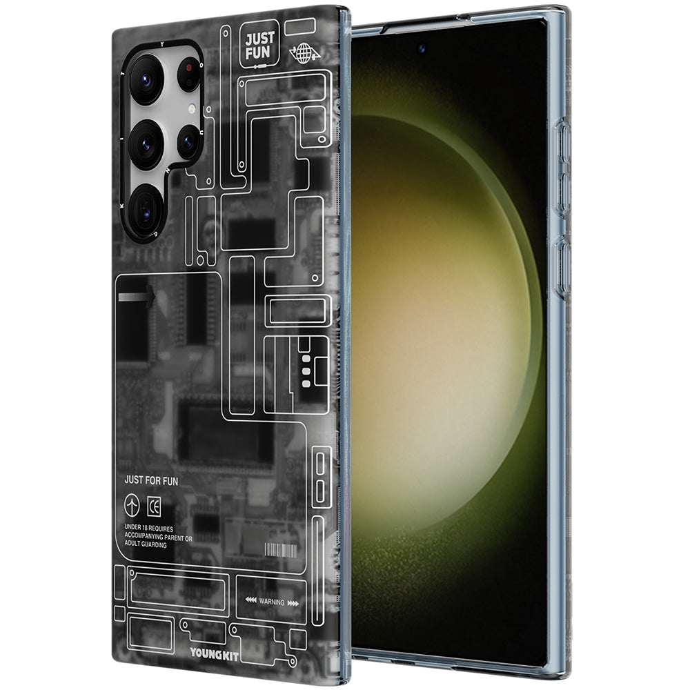 Galaxy S23 Ultra Kılıf YoungKit Technology Serisi Kapak Beyaz