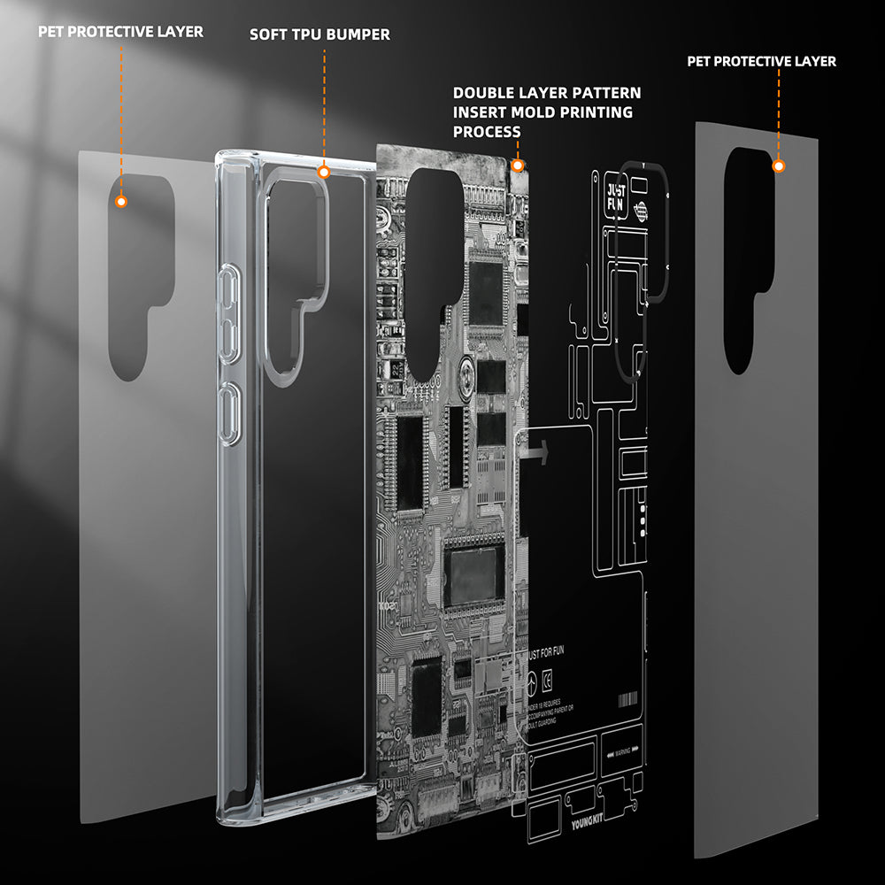 Galaxy S23 Ultra Kılıf YoungKit Technology Serisi Kapak Mavi
