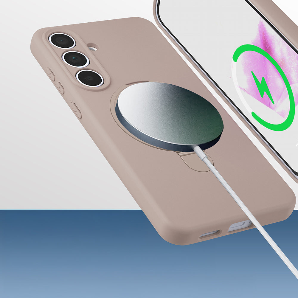 Galaxy S24 FE Kılıf M-safe Şarj Özellikli Standlı Zore Samara Kapak Lacivert