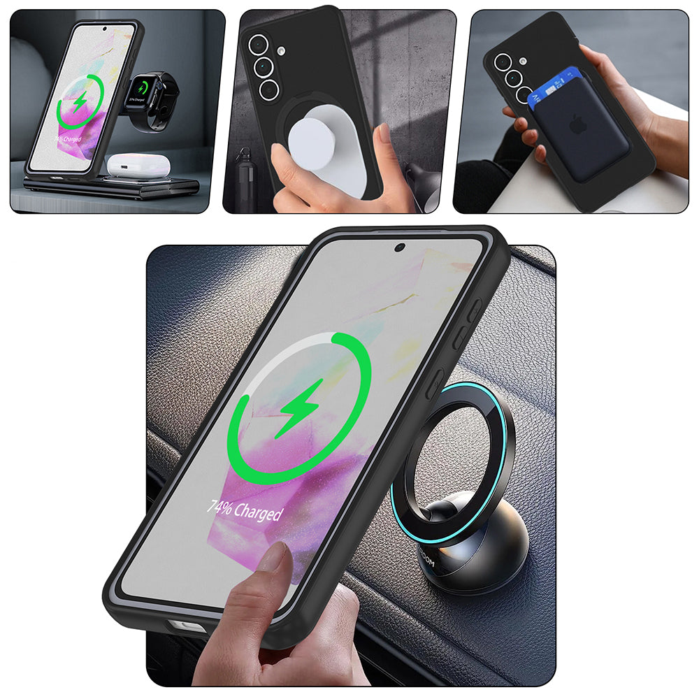 Galaxy S24 FE Kılıf M-safe Şarj Özellikli Standlı Zore Samara Kapak Pembe