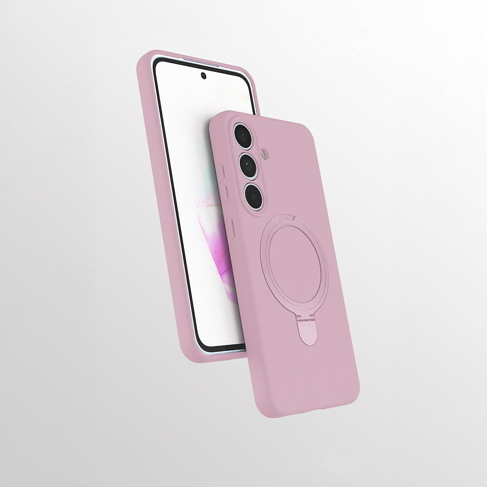 Galaxy S24 FE Kılıf M-safe Şarj Özellikli Standlı Zore Samara Kapak Pembe