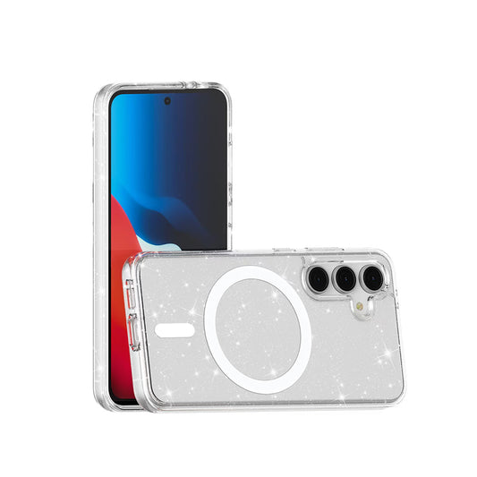 Galaxy S24 FE Kılıf M-safe Şarj Özellikli Parlayan Simli Saydam Renkli Zore Allstar Kılıf