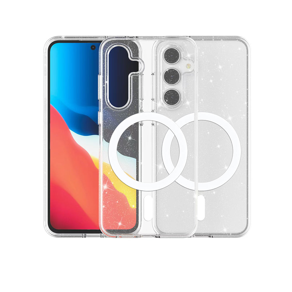 Galaxy S24 FE Kılıf M-safe Şarj Özellikli Parlayan Simli Saydam Renkli Zore Allstar Kılıf