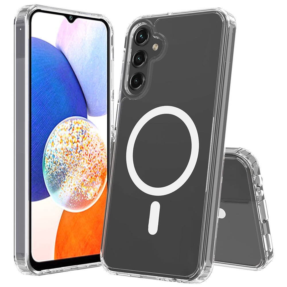 Galaxy S24 FE Kılıf M-safe Şarj Özellikli Şeffaf Sert PC Zore Embos Kapak Şeffaf