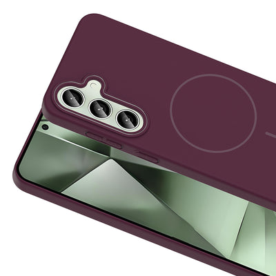 Galaxy S24 FE Kılıf M-safe Şarj Özellikli Zore Ruby Sert Kapak Mürdüm