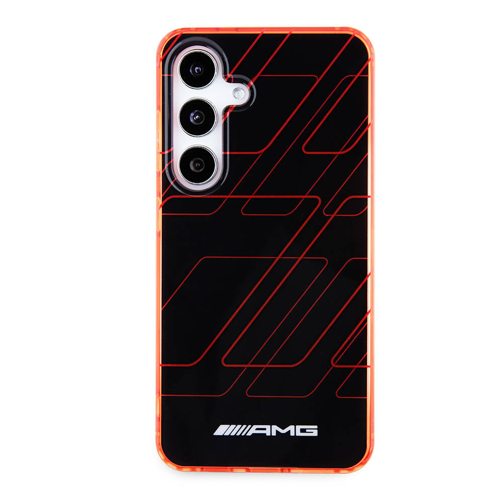 Galaxy S24 Kılıf AMG Orjinal Lisanslı Çift Katmanlı Dörtgen Desenli Kapak Siyah