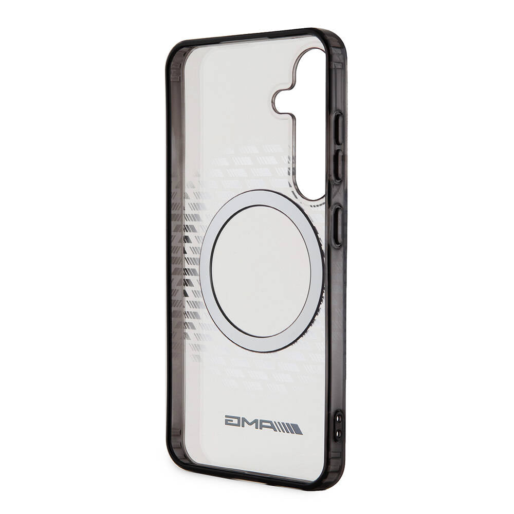 Galaxy S24 Kılıf AMG Orjinal Lisanslı M-safe Şarj Özellikli Eşkenar Dörtgen Desenli Transparan Kılıf