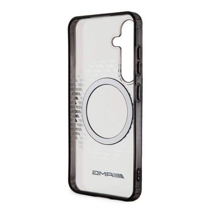Galaxy S24 Kılıf AMG Orjinal Lisanslı M-safe Şarj Özellikli Eşkenar Dörtgen Desenli Transparan Kılıf